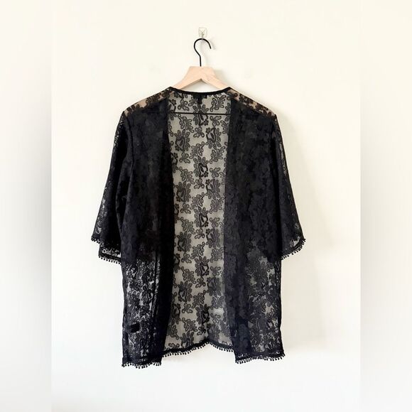 Express Oversized Kimono Style Jacket in Sheer Black Lace Size S - Picture 5 of 5